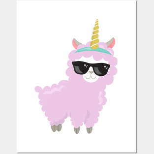 Unicorn Llama, Cute Llama, Little Llama, Alpaca Posters and Art